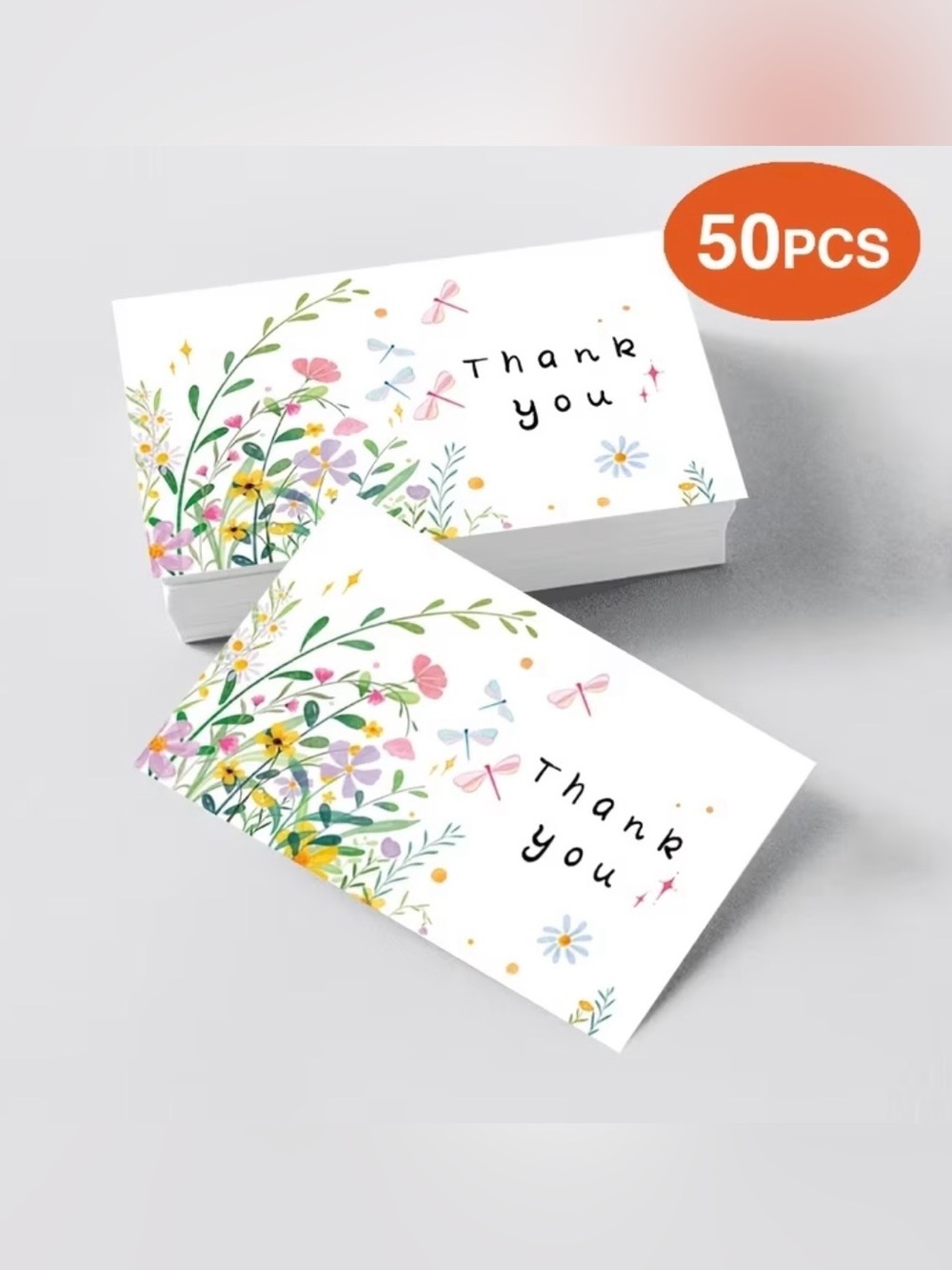 Floral Thank You Cards - Pastel Garden Design (50 pcs) NEW